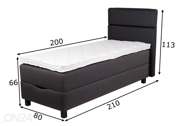 Hypnos sänky vuodevaatelaatikolla Athena 80x200 cm + pneumo mekanismi mitat