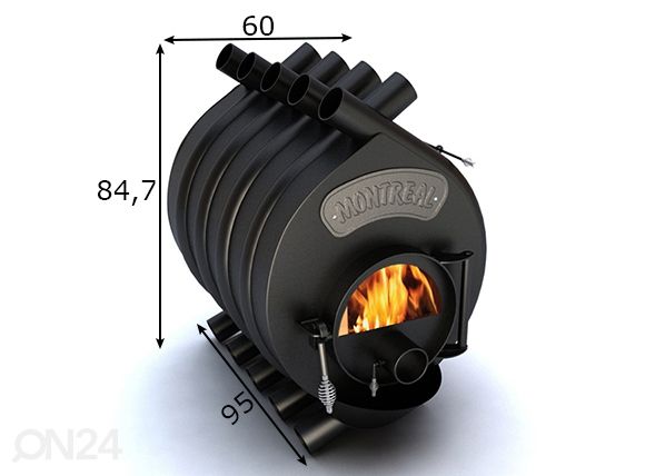 Ilmanlämmitin Vesuvi 02 lasiovella 18 kW mitat