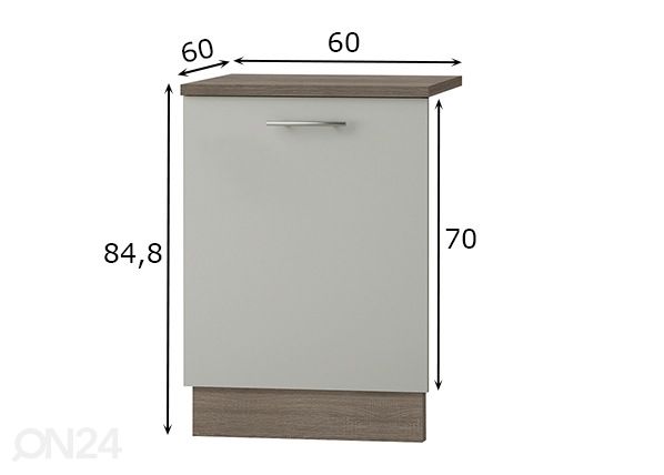 Integroimis-sarja Artal astianpesukoneelle 60 cm mitat