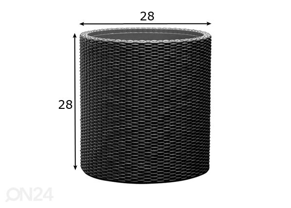 Istutusruukku KETER CYLINDER PLANTER SMALL, anthracite Ø28 x h28 cm mitat