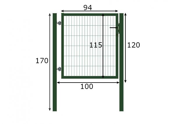 Jalankulkuportti STRONG 100x120 cm mitat