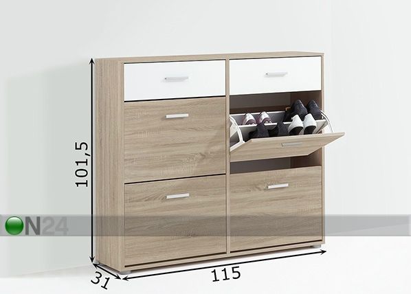 Jalkinekaappi BOZEN 2 mitat