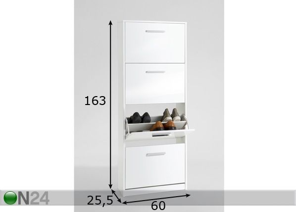 Jalkinekaappi CHIC 4 mitat
