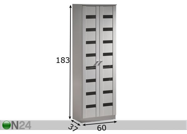 Jalkinekaappi NOORA 7302 mitat