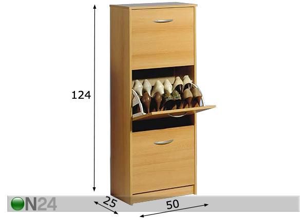 Jalkinekaappi PENNY 3 mitat