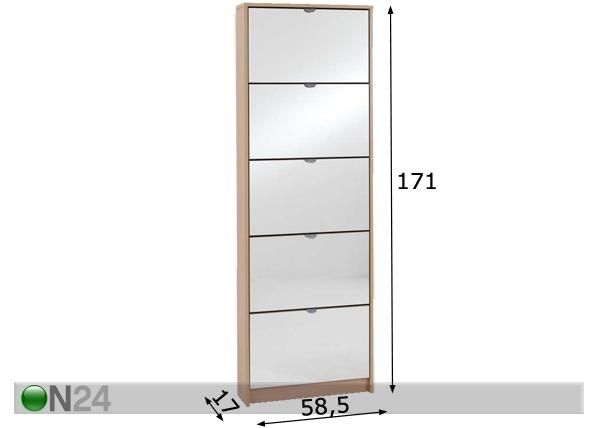 Jalkinekaappi STEP 55 mitat