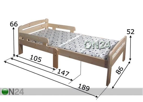 Jatkettava lastensänky KIKU, mänty mitat