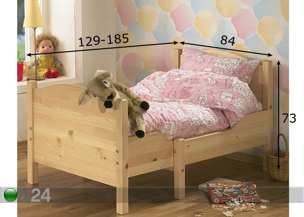Jatkettava lastensänky NALLE mitat