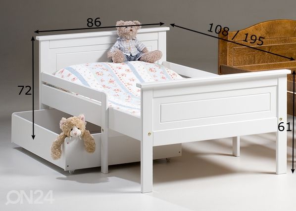 Jatkettava lastensänky SONAATTI mitat