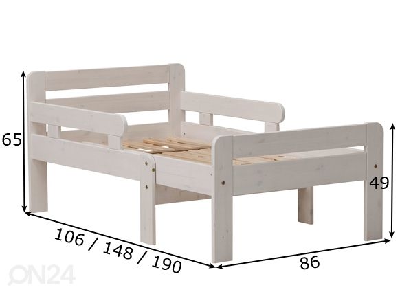 Jatkettava lastensänky Tiina 75x100+42+42 cm mänty mitat