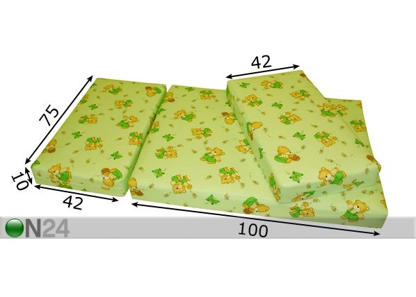 Jatkettava patja BEAR 75x100+42+42 cm mitat