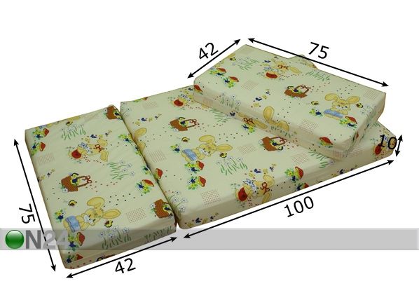 Jatkettava patja RABBIT 75x100+42+42 cm mitat