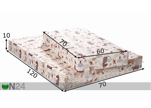 Jatkettava patja STAR 70x120+60 cm mitat