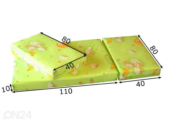 Jatkettava patja Teddy Bear 80x110+40+40 cm mitat