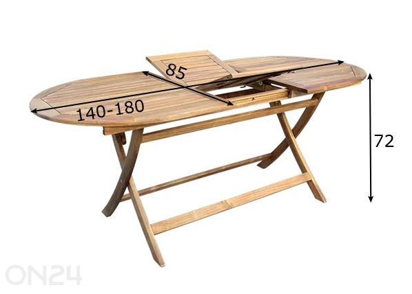 Jatkettava puutarhapöytä TOLEDO 85x140-180 cm mitat