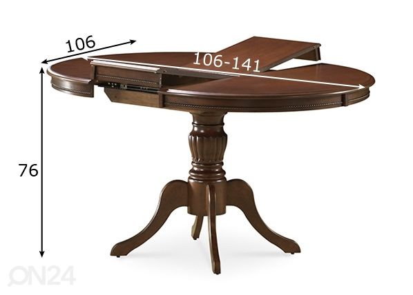 Jatkettava ruokapöytä 106x106-141 cm mitat