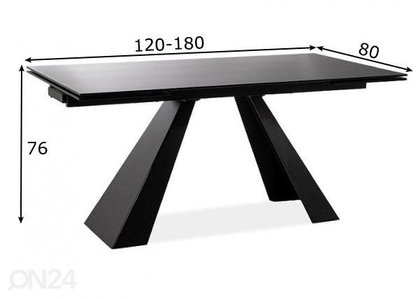 Jatkettava ruokapöytä 120-180x80 cm mitat