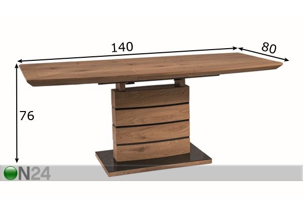 Jatkettava ruokapöytä 140-180x80 cm mitat