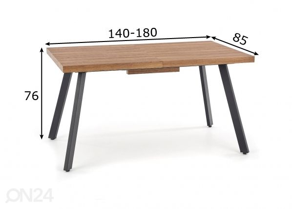 Jatkettava ruokapöytä 140/180x85 cm mitat