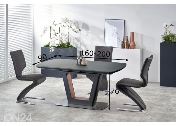 Jatkettava ruokapöytä 160/200x90 cm mitat