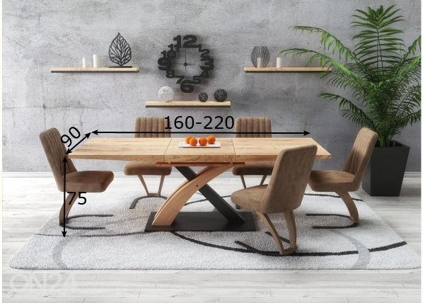 Jatkettava ruokapöytä 160/220x90 cm mitat