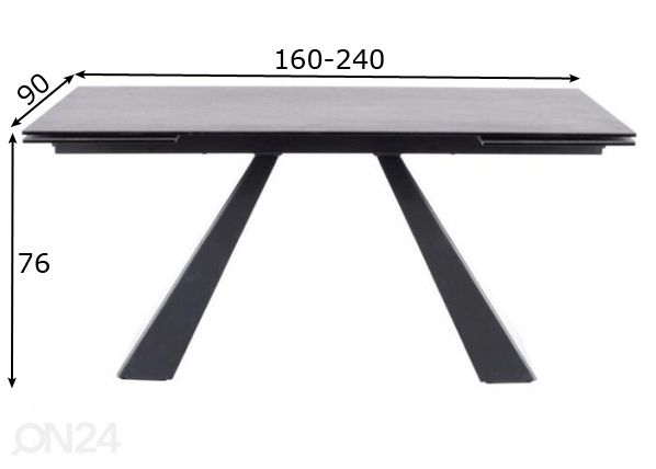 Jatkettava ruokapöytä 160-240x90 cm mitat