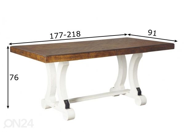 Jatkettava ruokapöytä 177/218x91 cm mitat