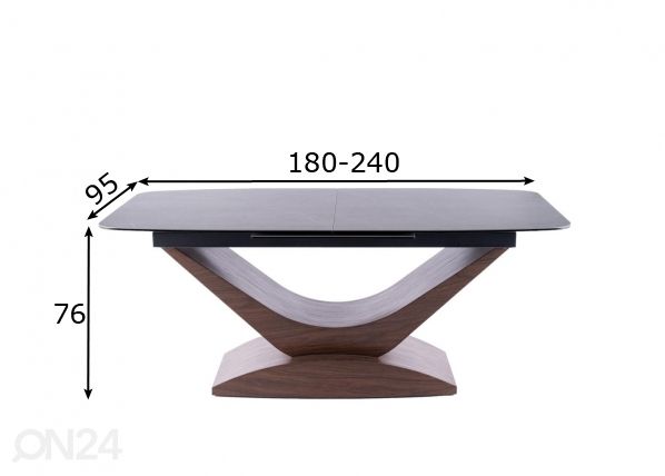 Jatkettava ruokapöytä 180-240x95 cm mitat