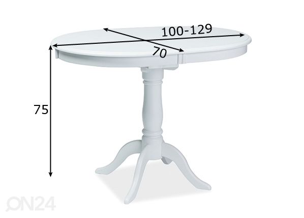Jatkettava ruokapöytä 70x100-129 cm mitat