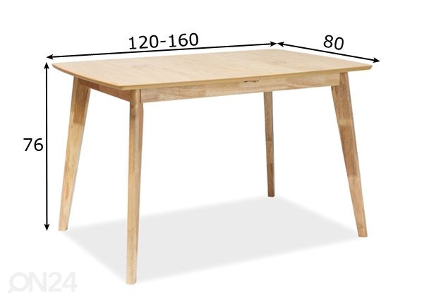 Jatkettava ruokapöytä 80x120-160 cm mitat