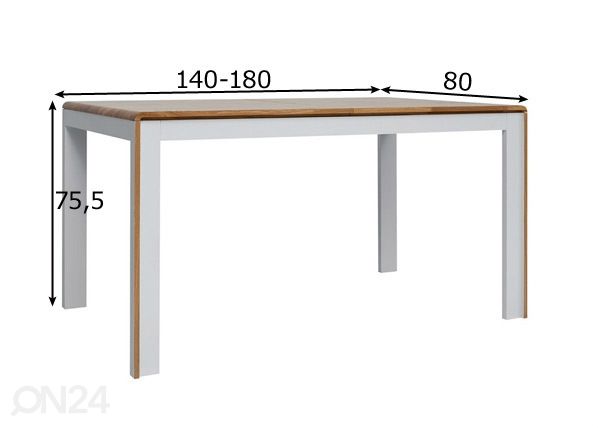 Jatkettava ruokapöytä 80x140-180 cm mitat