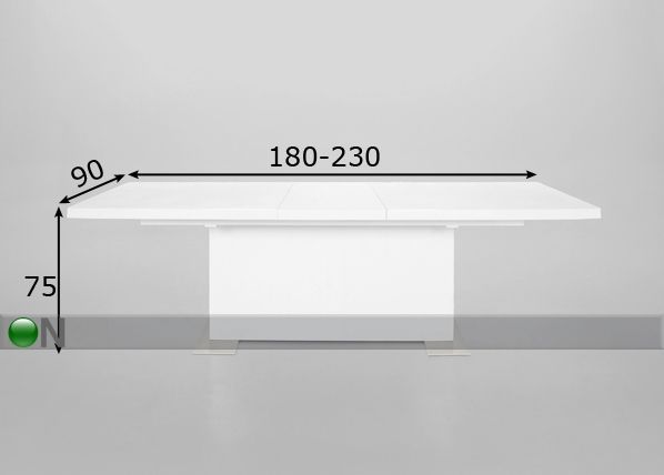 Jatkettava ruokapöytä BRICK 90x180-230 cm mitat