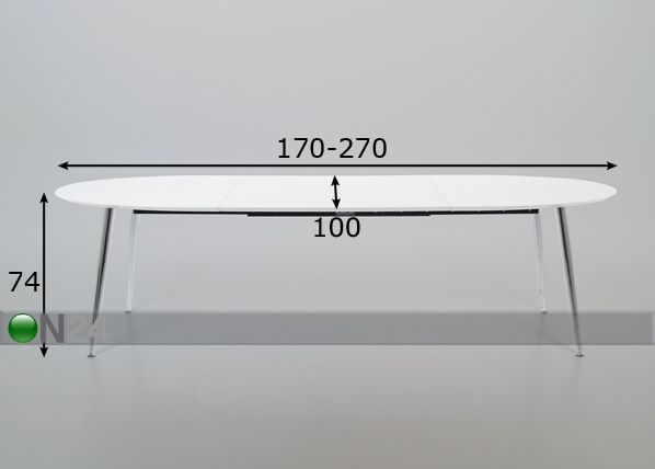 Jatkettava ruokapöytä ELEMENT 100x170-270 cm mitat