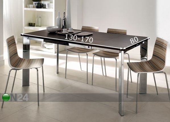 Jatkettava ruokapöytä EVO 80x130-170 cm mitat