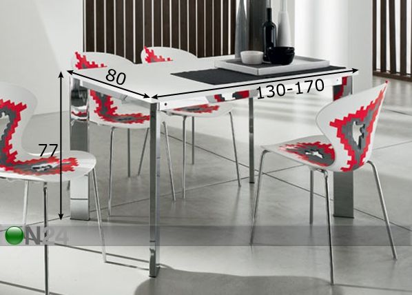 Jatkettava ruokapöytä EVO 80x130-170 cm mitat