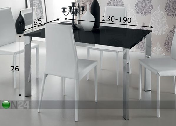 Jatkettava ruokapöytä FREEDOM 85x130-190 cm mitat