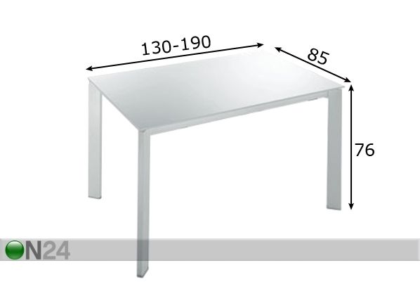 Jatkettava ruokapöytä FREEDOM 85x130-190 cm mitat