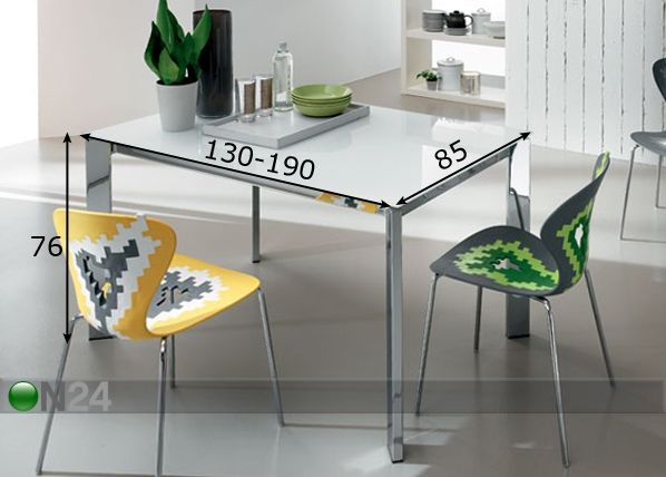 Jatkettava ruokapöytä FREEDOM 85x130-190 cm mitat