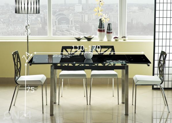 Jatkettava ruokapöytä Gdansk 74x110-170 cm mitat