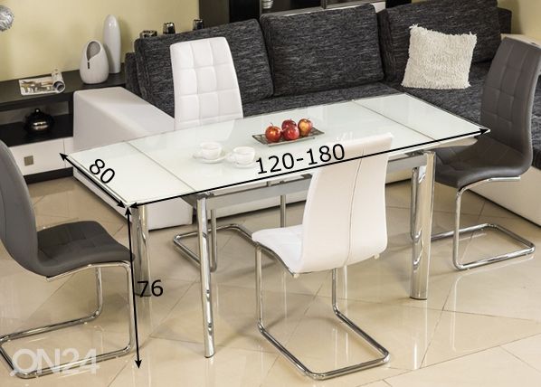 Jatkettava ruokapöytä Gdansk 80x120-180 cm mitat