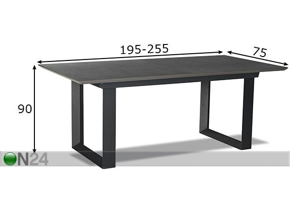 Jatkettava ruokapöytä MADRID 195-255x98 cm mitat