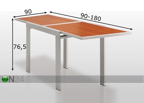 Jatkettava ruokapöytä MAESTRALE 90x90-180 cm mitat