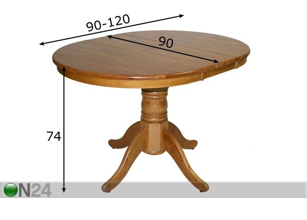 Jatkettava ruokapöytä MIX & MATCH 90x90+30 cm mitat