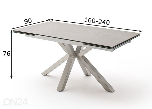 Jatkettava ruokapöytä Nagano 160-240x90 cm mitat
