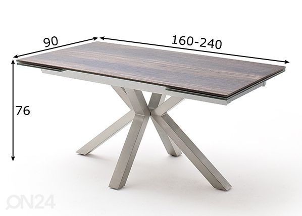 Jatkettava ruokapöytä Nagano 160-240x90 cm mitat
