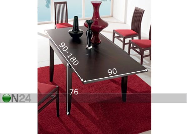 Jatkettava ruokapöytäLONDON 90x90-180 cm mitat