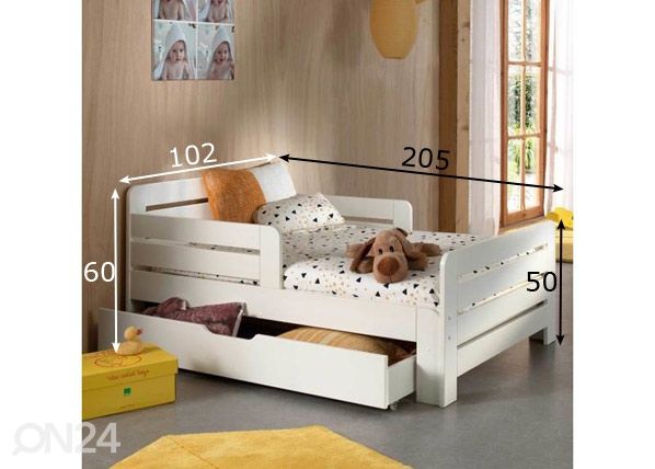 Jatkettava sänky Jumper 90x140/160/190 cm mitat