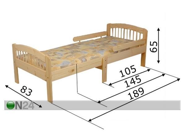 Jatkettava sänky LOTTA+ vuodevaatelaatikko+ patja mitat