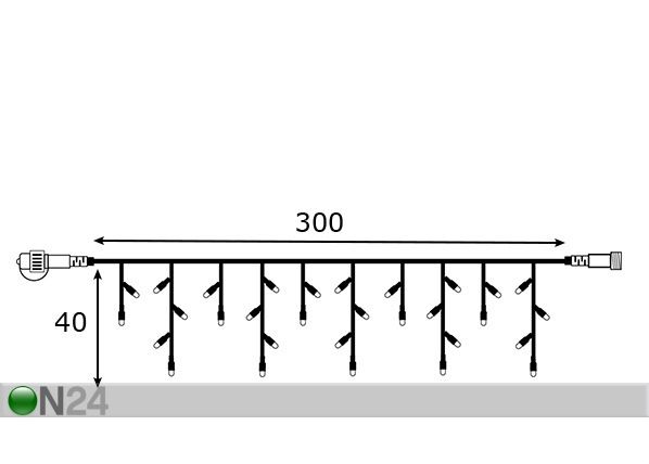 Jatkettava valoketju 300x40 cm, vilkkuva mitat