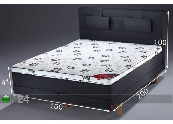 Jenkkisänky BLACK MULTIPOCKET+pääty 160x200 cm mitat